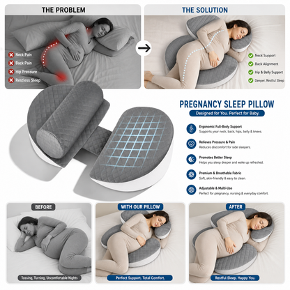 Cuscino Gravidanza | Cuscino per Dormire in Gravidanza con Supporto Ergonomico | Comfort Ottimale per Donne Incinte
