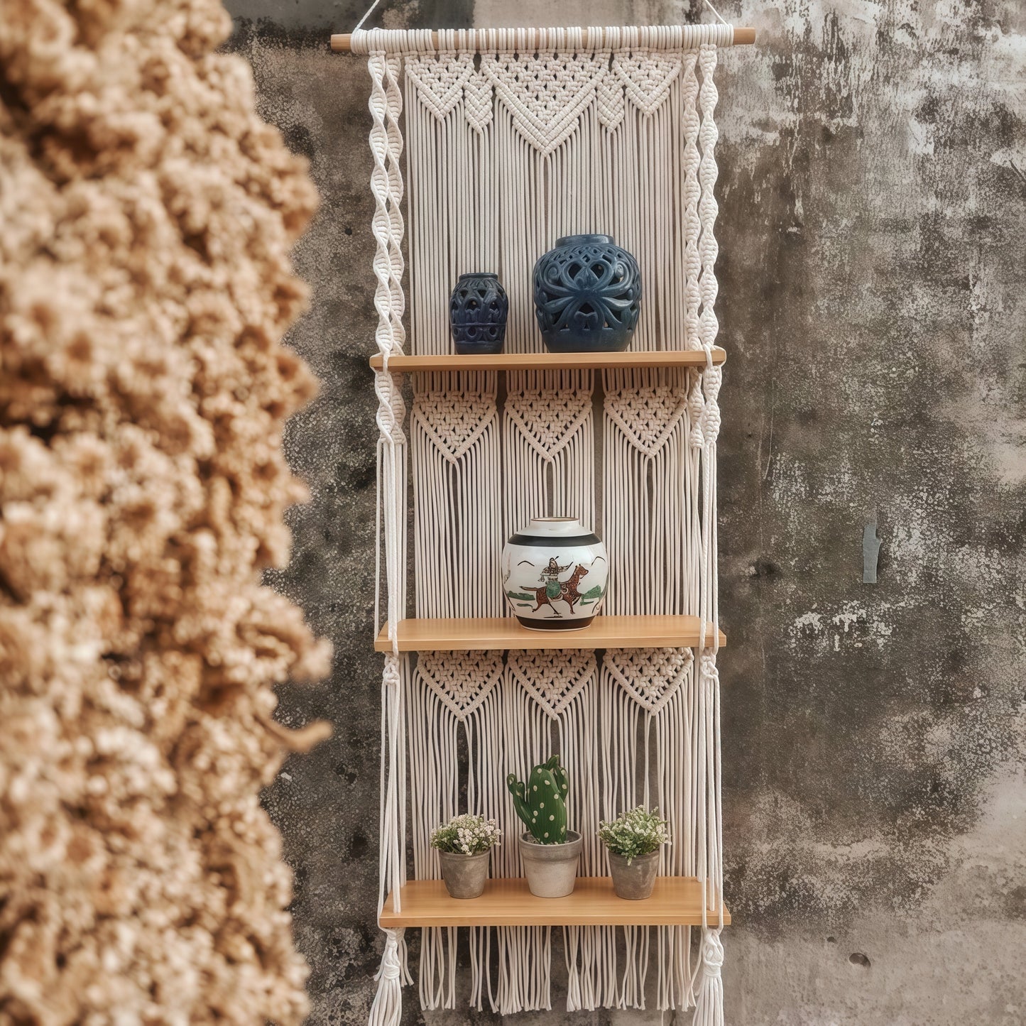 Floating Shelf in Macramé Wood