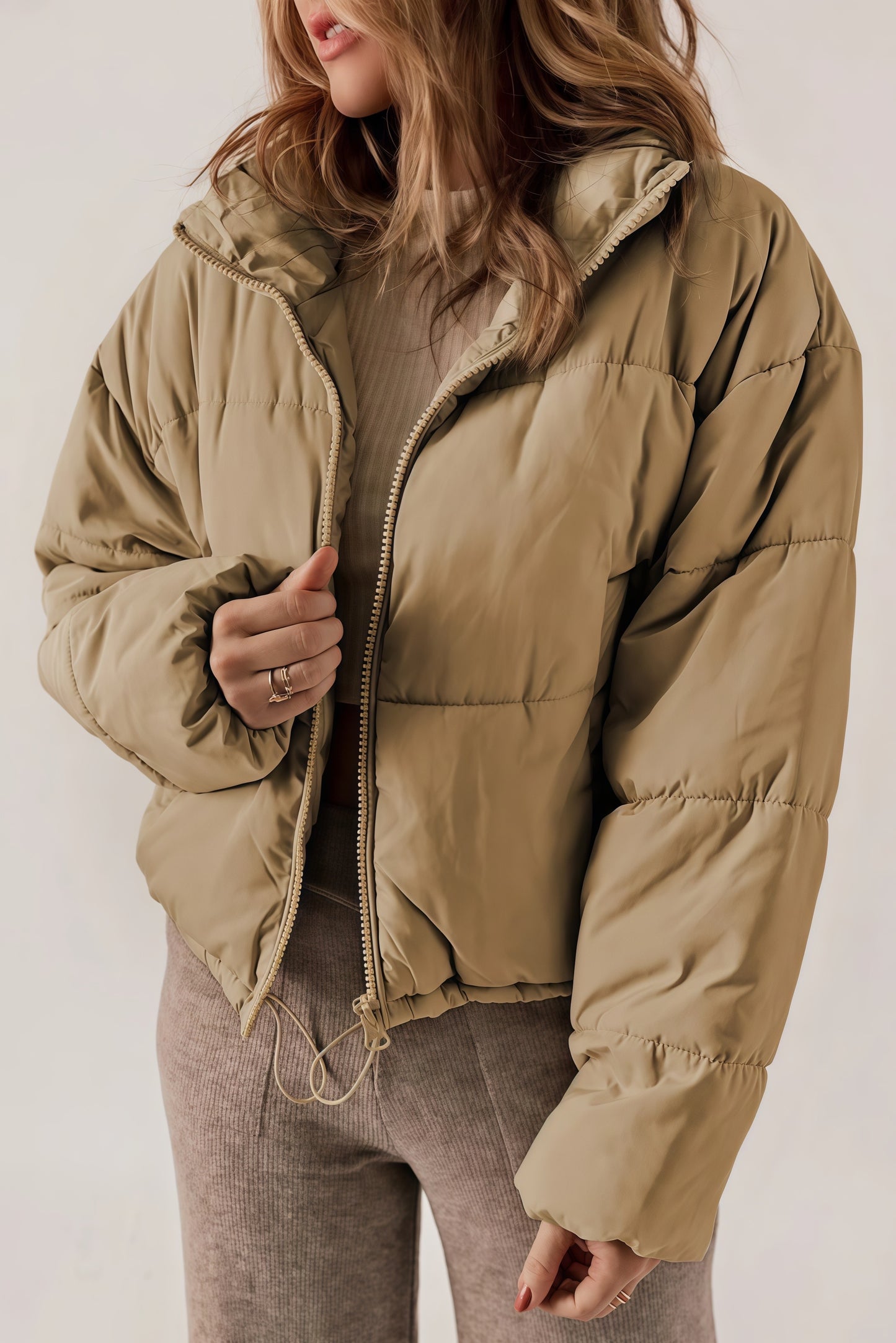 Long Women's Down Jacket with Warm Padding