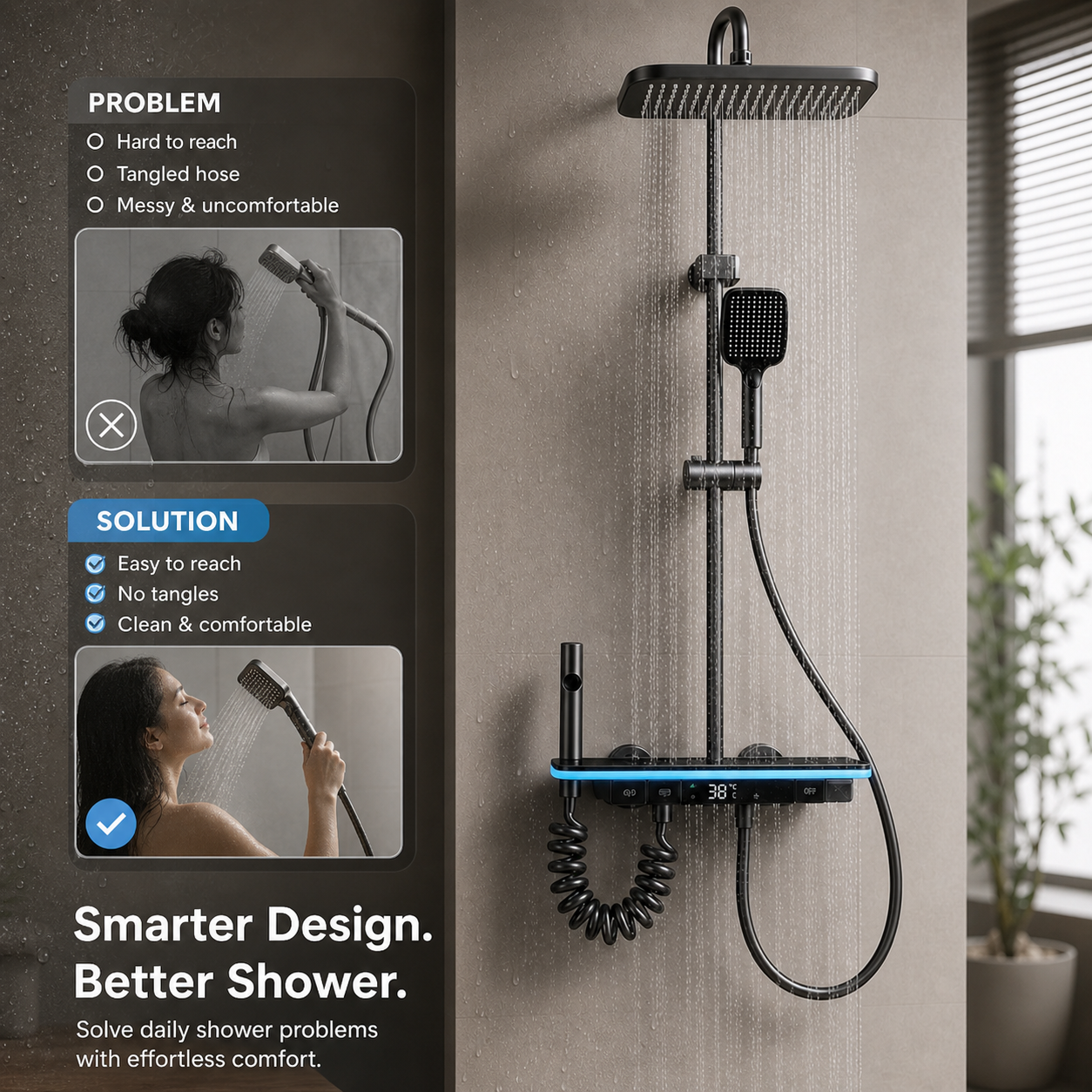 Complete Douche Set | Douchekit met LED Display en Regendouche - Comfort en Veiligheid voor Je Badkamer