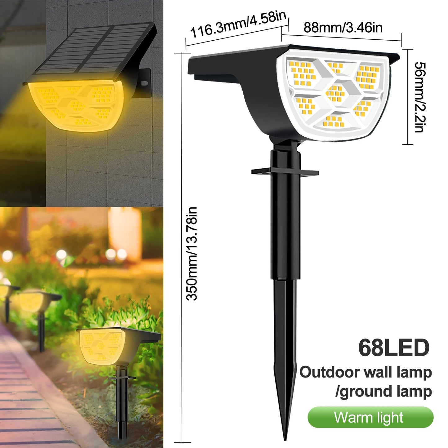 Outdoor LED Solar Spotlights with Solar Panel and 3 Modes | Waterproof for Efficient Garden Lighting