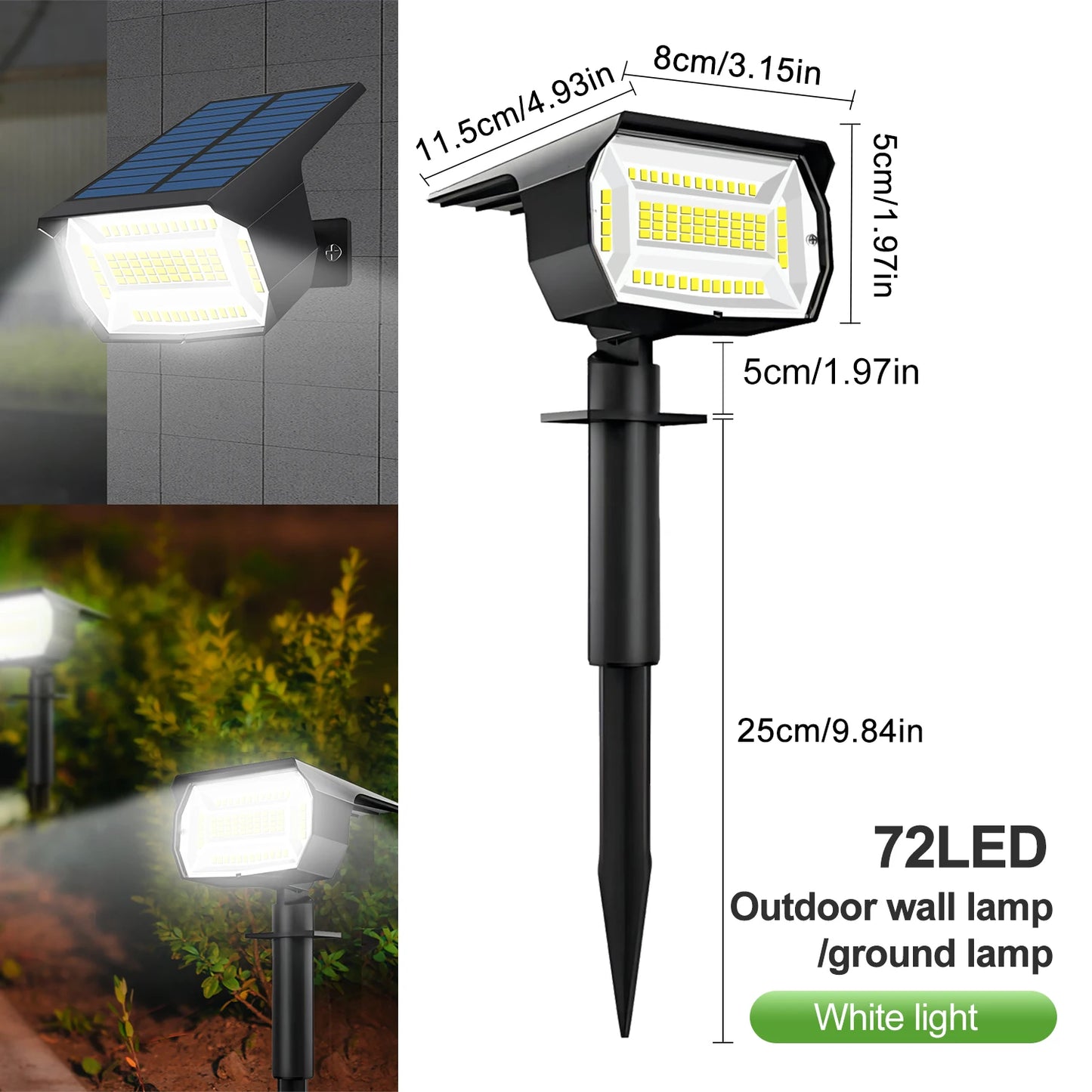 Outdoor LED Solar Spotlights with Solar Panel and 3 Modes | Waterproof for Efficient Garden Lighting