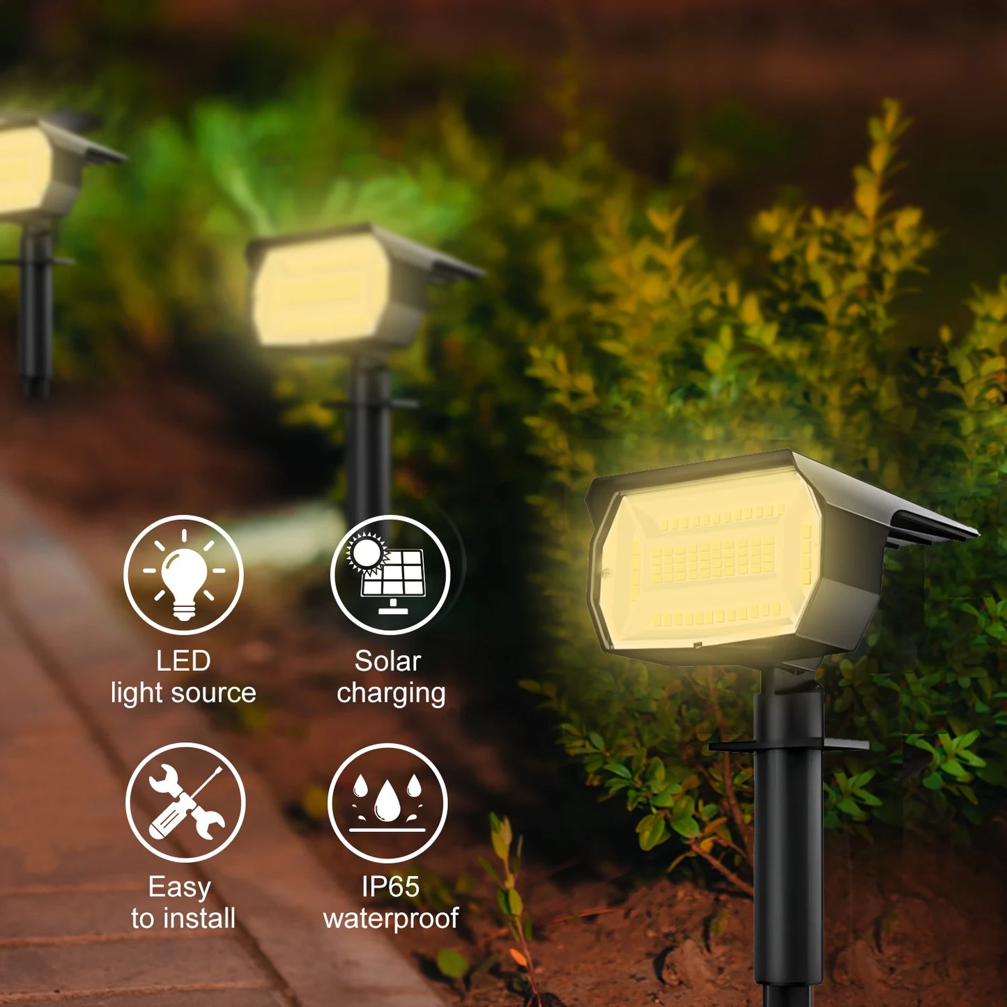 Outdoor LED Solar Spotlights with Solar Panel and 3 Modes | Waterproof for Efficient Garden Lighting
