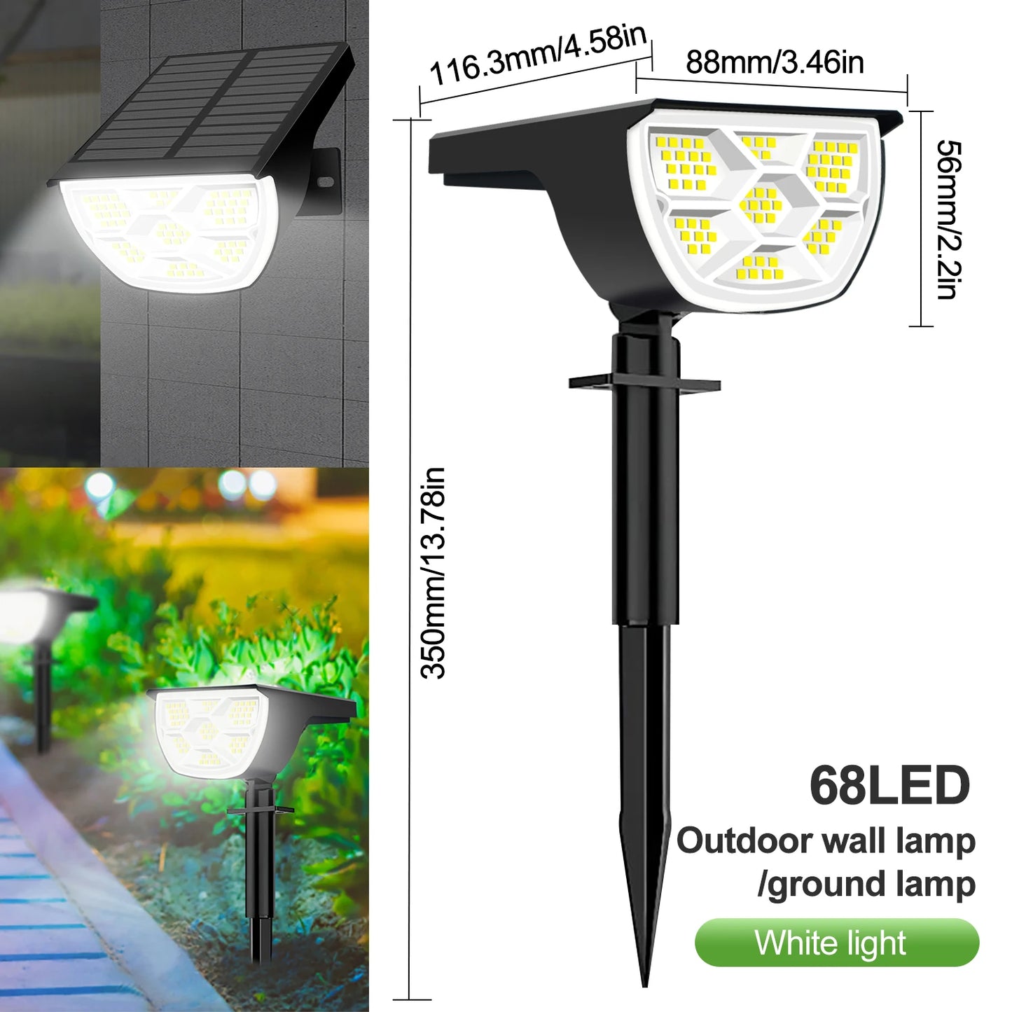 Outdoor LED Solar Spotlights with Solar Panel and 3 Modes | Waterproof for Efficient Garden Lighting