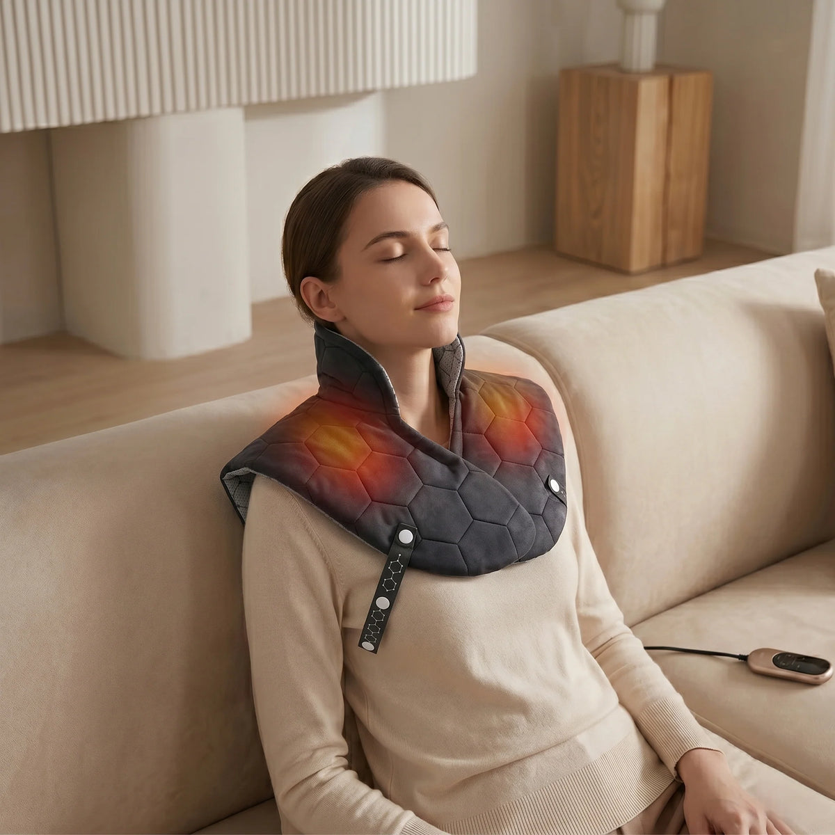 Fascia Termica Elettrica per Collo e Spalle con Calore Regolabile | Design Morbido per Sollievo Muscolare Efficace 2