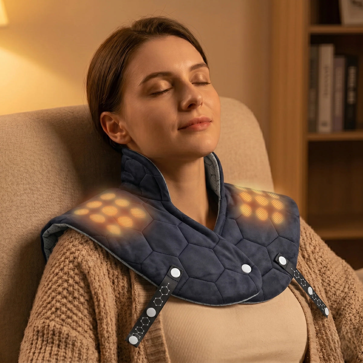 Fascia Termica Elettrica per Collo e Spalle con Calore Regolabile | Design Morbido per Sollievo Muscolare Efficace 3