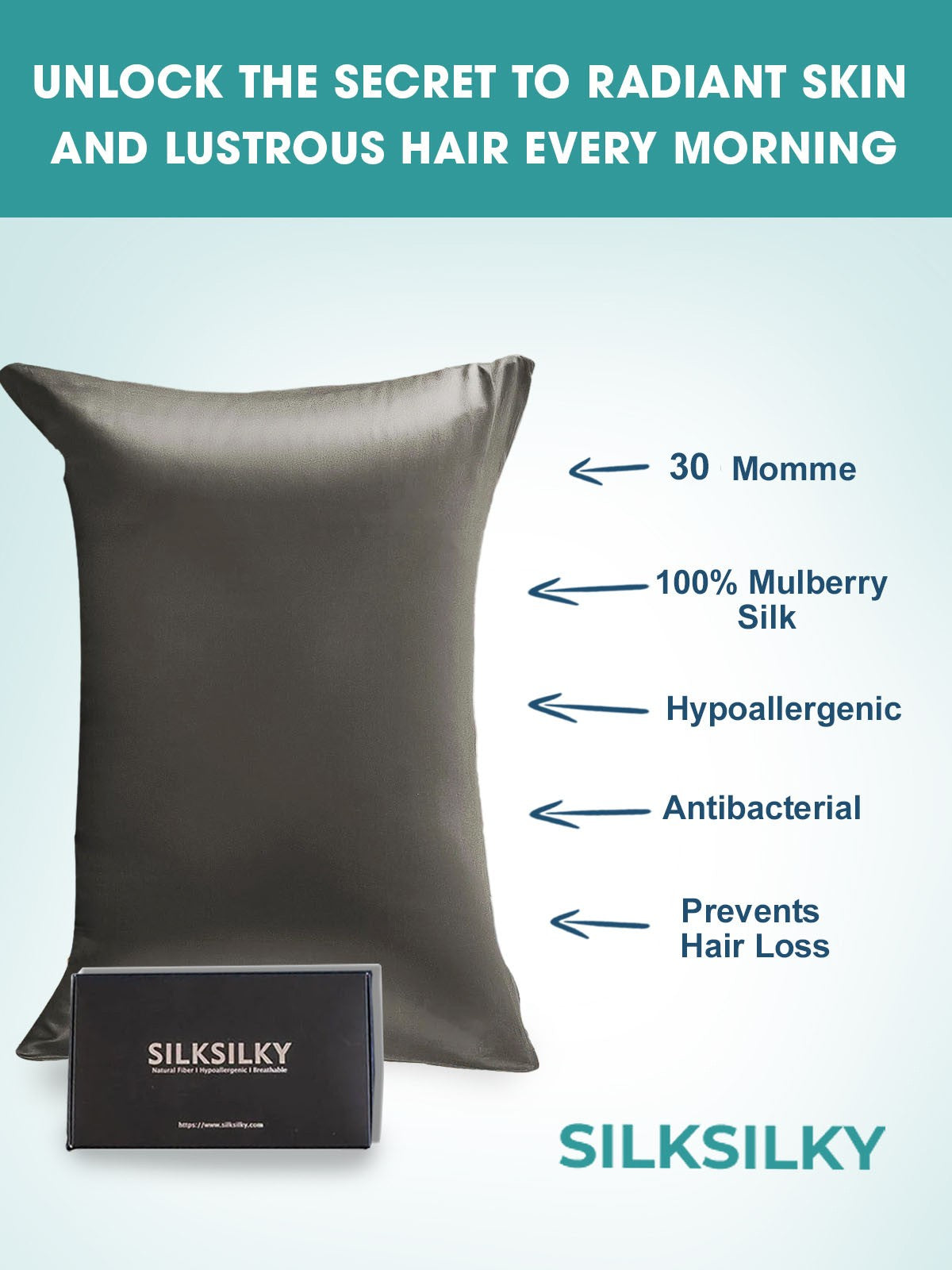 Silk Pillowcase | 30 Momme Silk Pillowcase with Envelope Closure | Comfort and Wellness for Hair and Skin