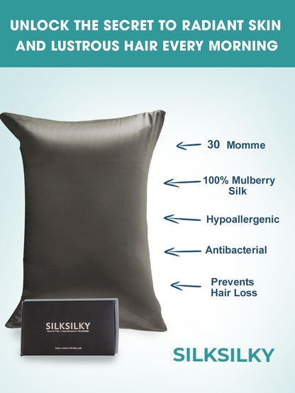 Silk Pillowcase | 30 Momme Silk Pillowcase with Envelope Closure | Comfort and Wellness for Hair and Skin