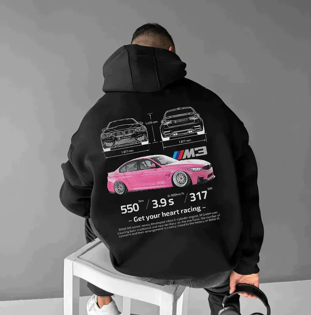 Felpa Oversize Donna con Cappuccio e Cerniera a Ingranaggi | Comfort e Stile Casual per Appassionati di Auto 6