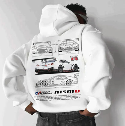 Felpa Oversize Donna con Cappuccio e Cerniera a Ingranaggi | Comfort e Stile Casual per Appassionati di Auto 7