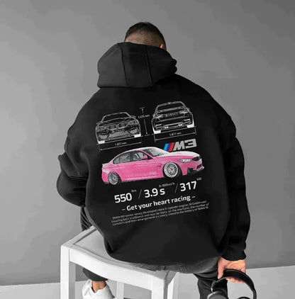 Felpa Oversize Donna con Cappuccio e Cerniera a Ingranaggi | Comfort e Stile Casual per Appassionati di Auto 8