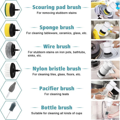 FlexScrub | Spazzola Elettrica per Pulire con Rotazione 360° | Testine Intercambiabili per Pulizia Efficace di Superfici Diverse 4