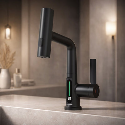 Robinet de cuisine avec douchette et écran LED | 5 modes de jet pour une flexibilité maximale