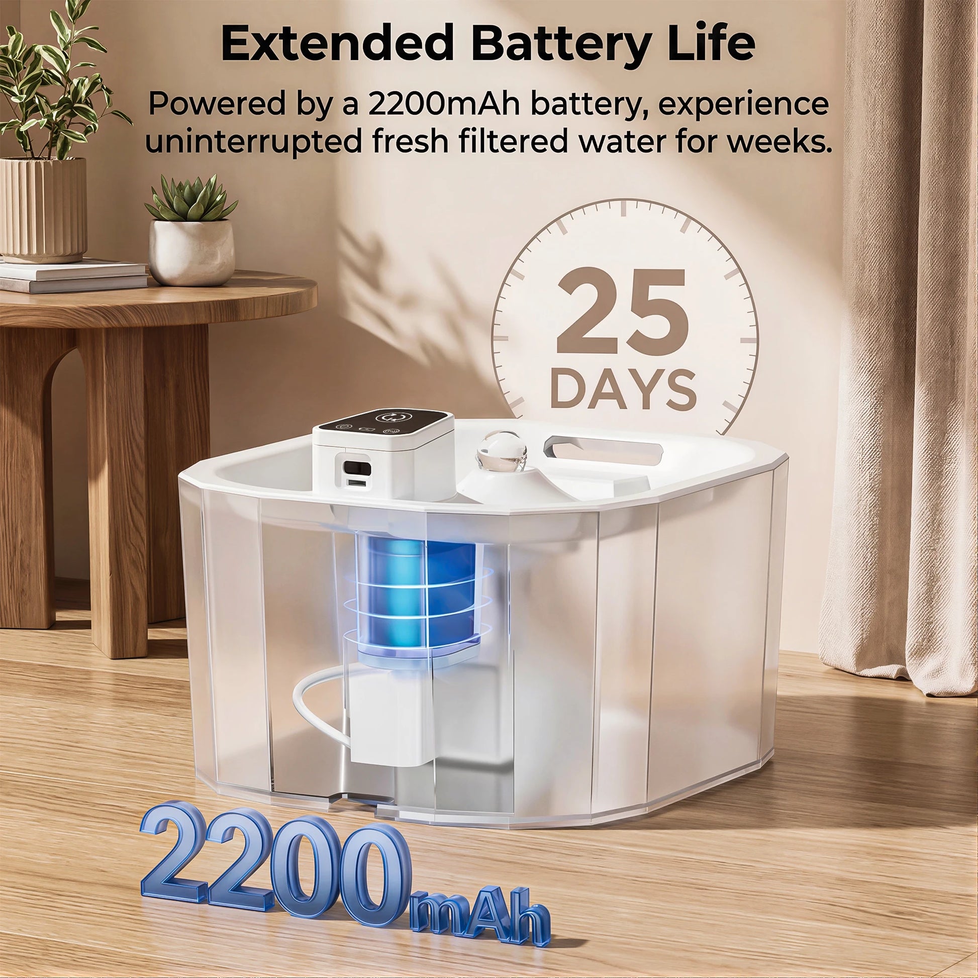 Fontana per Gatti Wireless | Distributore Automatico d'Acqua con Sensore di Movimento | Batteria Ricaricabile e Filtro Ultra Silenzioso 2