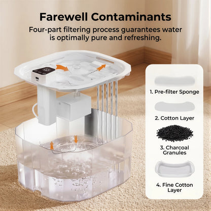 Fontana per Gatti Wireless | Distributore Automatico d'Acqua con Sensore di Movimento | Batteria Ricaricabile e Filtro Ultra Silenzioso 3
