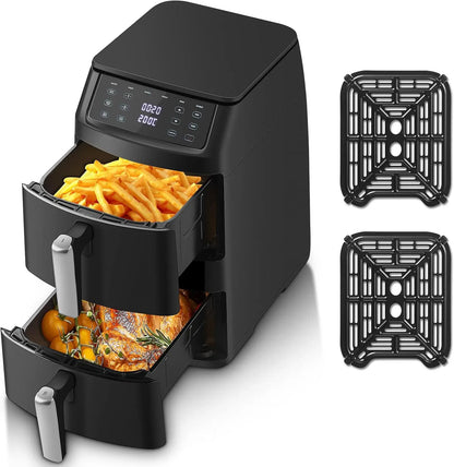 Friggitrice Ad Aria | 11 Litri con Doppio Cestello e Controllo Digitale | Cottura Sana e Veloce per Famiglie 0