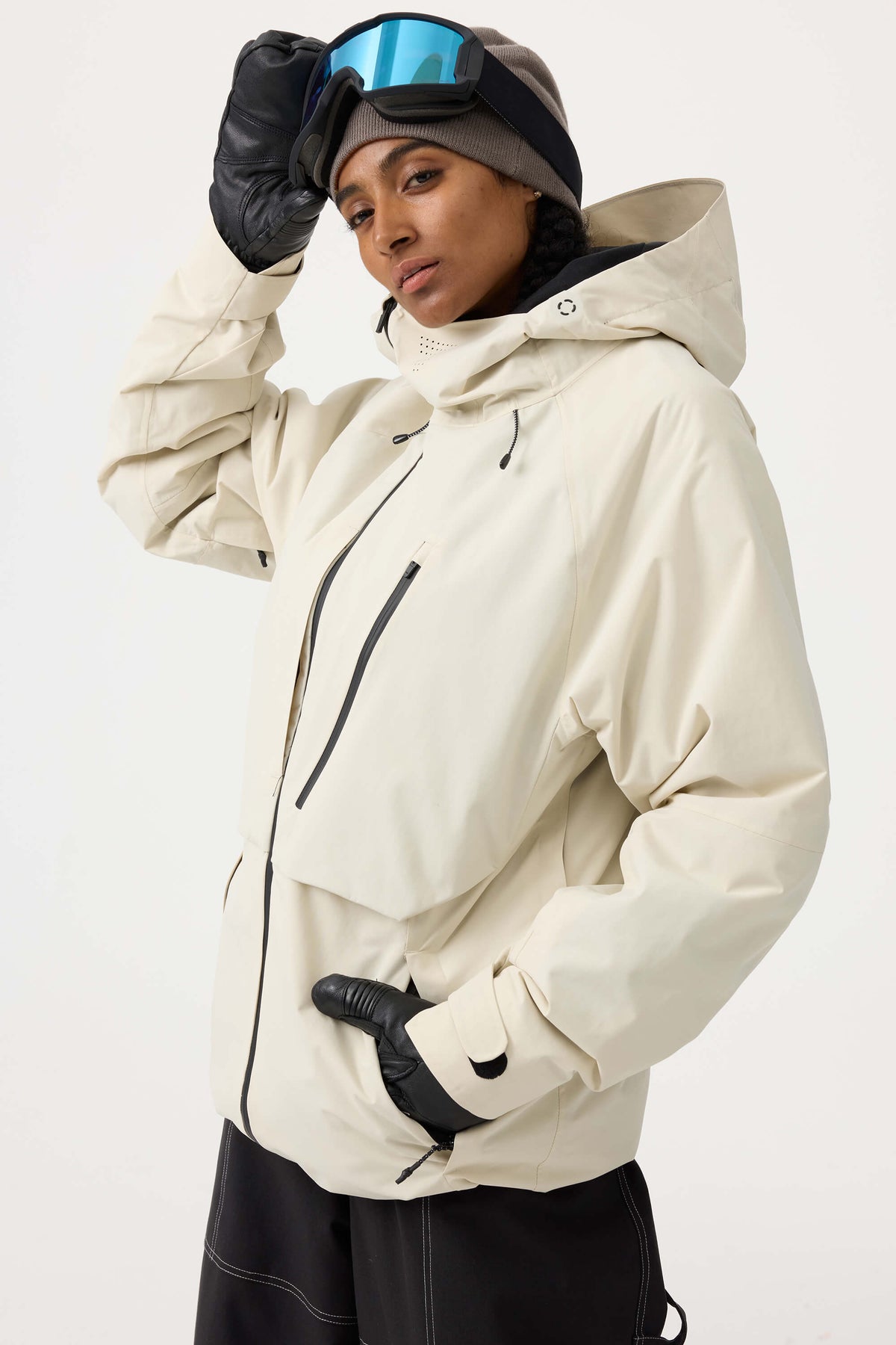 Candida | Women's Off-White Snow Jacket with Ventilation and Multiple Pockets - Winter Performance
