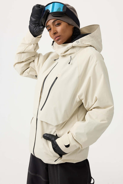 Candida | Women's Off-White Snow Jacket with Ventilation and Multiple Pockets - Winter Performance