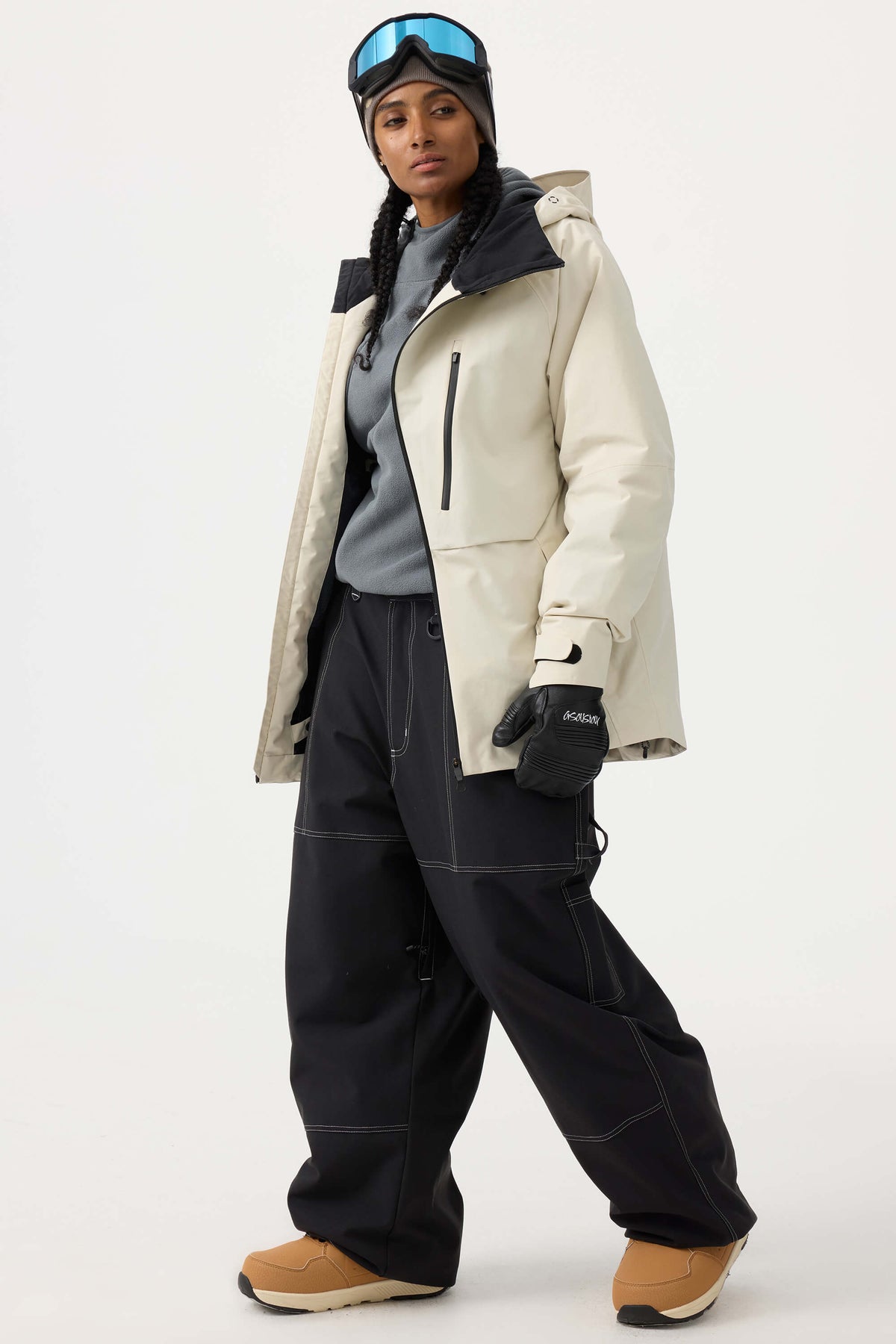Candida | Women's Off-White Snow Jacket with Ventilation and Multiple Pockets - Winter Performance