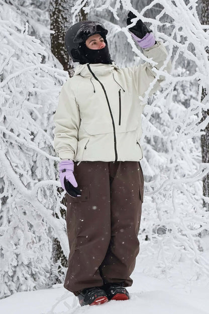 Candida | Women's Off-White Snow Jacket with Ventilation and Multiple Pockets - Winter Performance