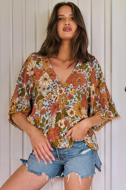 Gabriella | Elegante Top con Collo alla Mandarin e Dettagli in Pizzo 0
