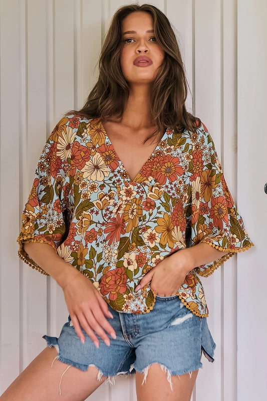 Gabriella | Elegante Top con Collo alla Mandarin e Dettagli in Pizzo 0