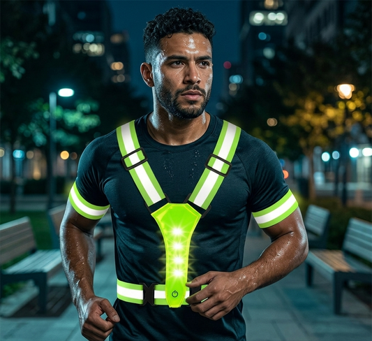 Gilet LED Ricaricabile per Sicurezza Notturna con Visibilità 360° | Leggero e Regolabile per Corsa e Ciclismo