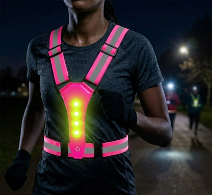 Rechargeable LED Vest for Night Safety with 360° Visibility | Lightweight and Adjustable for Running and Cycling
