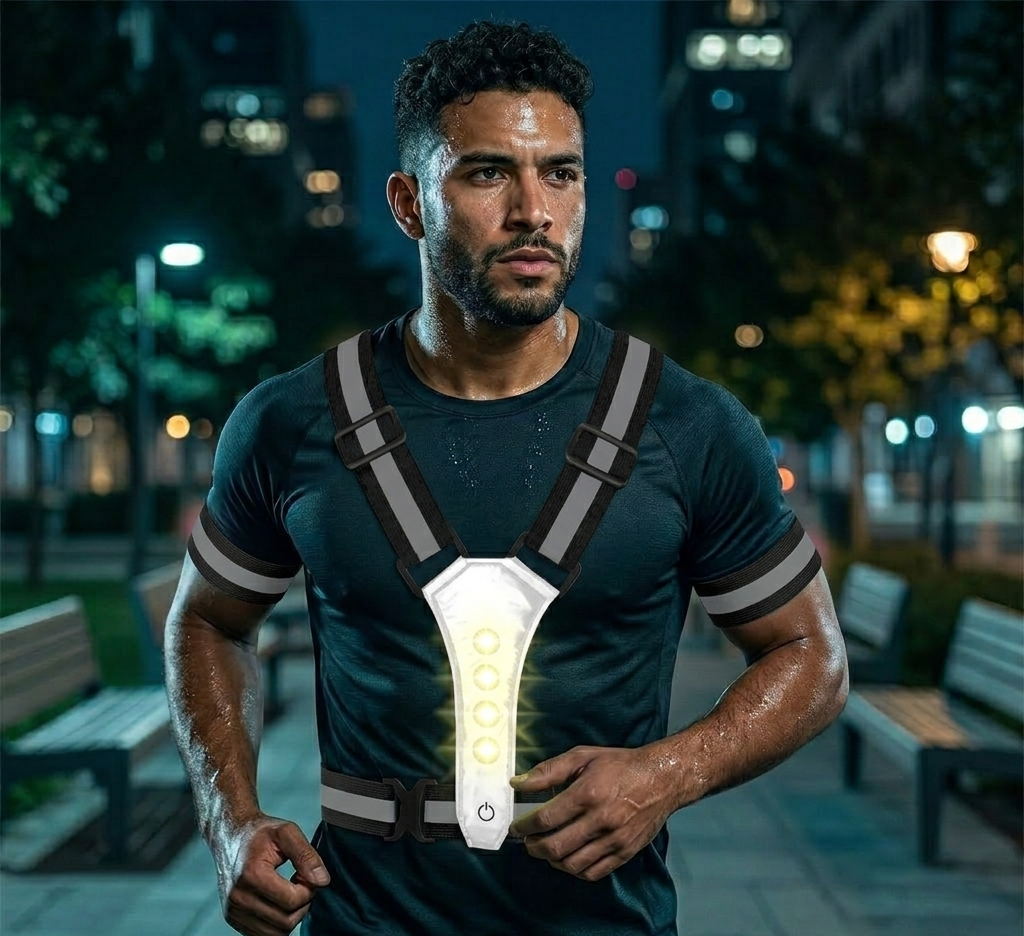 Rechargeable LED Vest for Night Safety with 360° Visibility | Lightweight and Adjustable for Running and Cycling