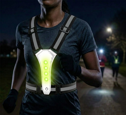 Rechargeable LED Vest for Night Safety with 360° Visibility | Lightweight and Adjustable for Running and Cycling