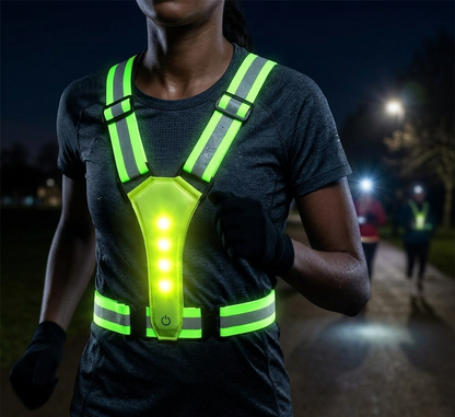 Rechargeable LED Vest for Night Safety with 360° Visibility | Lightweight and Adjustable for Running and Cycling