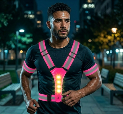 Rechargeable LED Vest for Night Safety with 360° Visibility | Lightweight and Adjustable for Running and Cycling