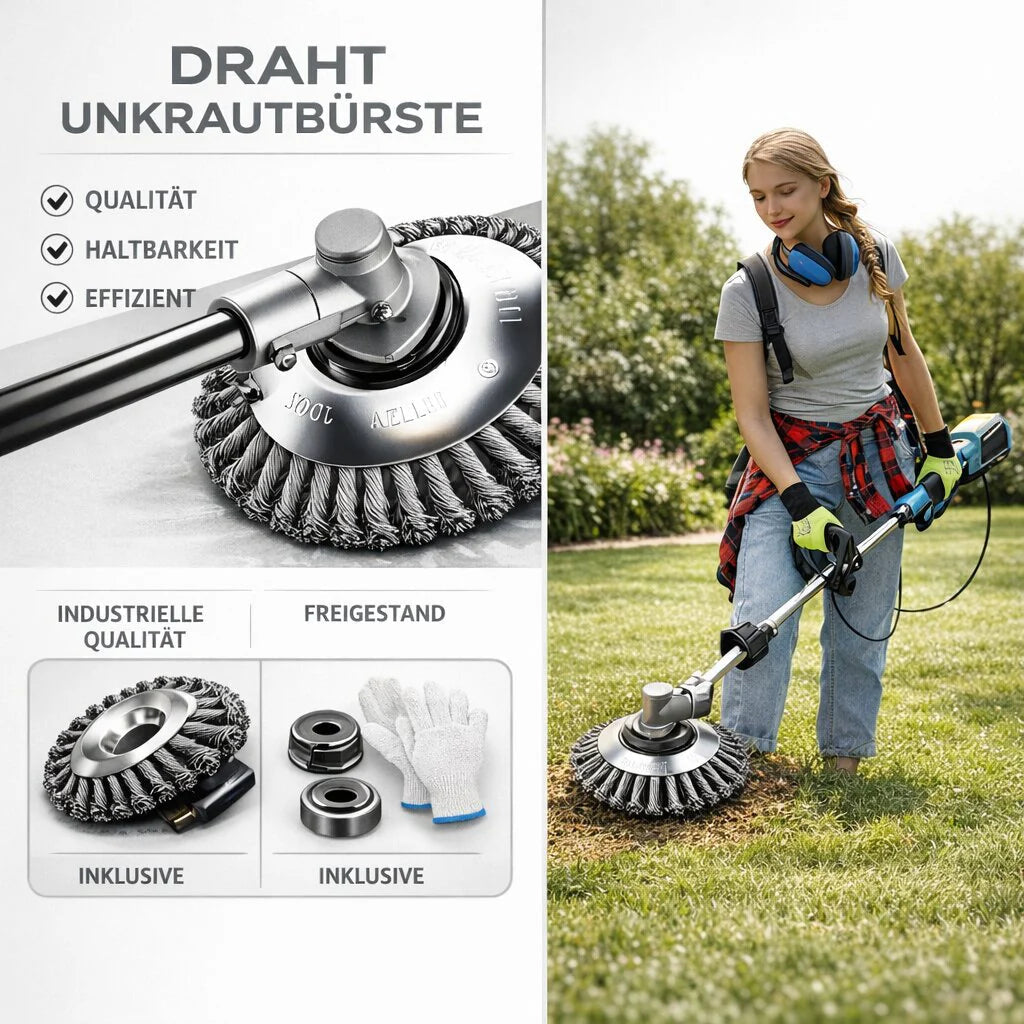 GardenFix | Professional String Trimmer with Steel Bristles for Effective Weed Removal | Universal Accessory for Well-Maintained Gardens