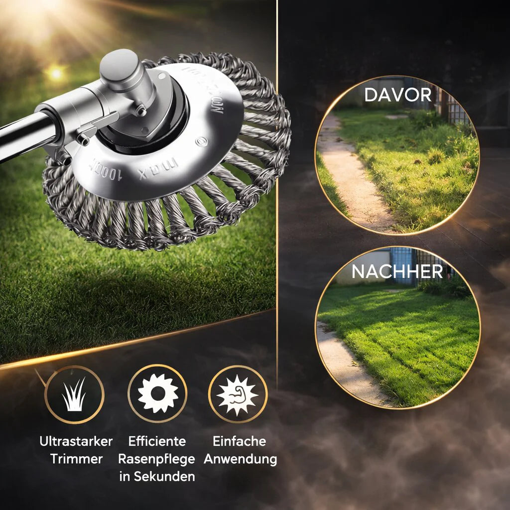GardenFix | Professional String Trimmer with Steel Bristles for Effective Weed Removal | Universal Accessory for Well-Maintained Gardens