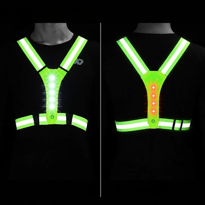 Rechargeable LED Vest for Night Safety with 360° Visibility | Lightweight and Adjustable for Running and Cycling