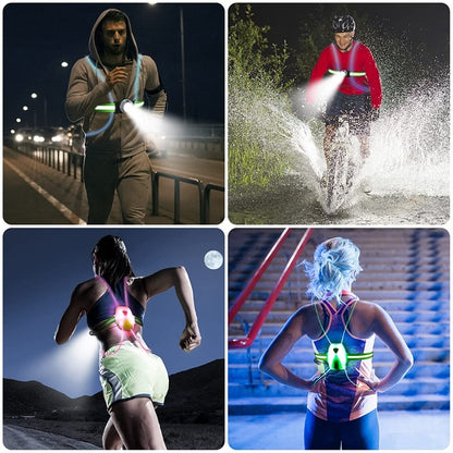 Adjustable LED Safety Vest for Running with High Visibility | Comfort and Safety for Night Activities