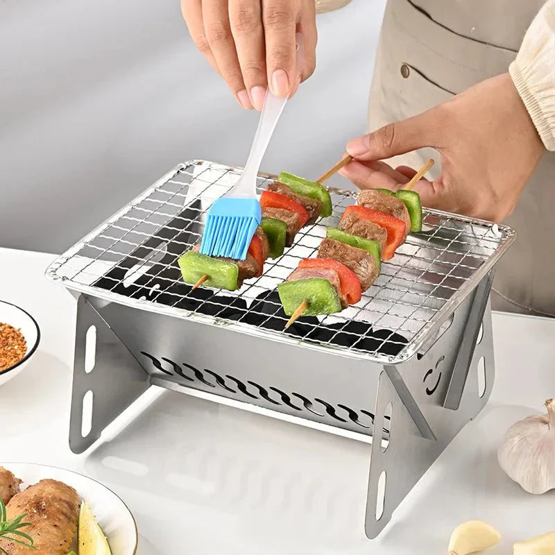 Foldable Stainless Steel Grill | Compact and Lightweight Design for Outdoor Barbecues