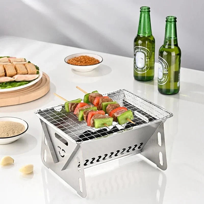 Foldable Stainless Steel Grill | Compact and Lightweight Design for Outdoor Barbecues