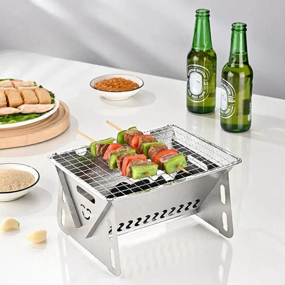 Foldable Stainless Steel Grill | Compact and Lightweight Design for Outdoor Barbecues