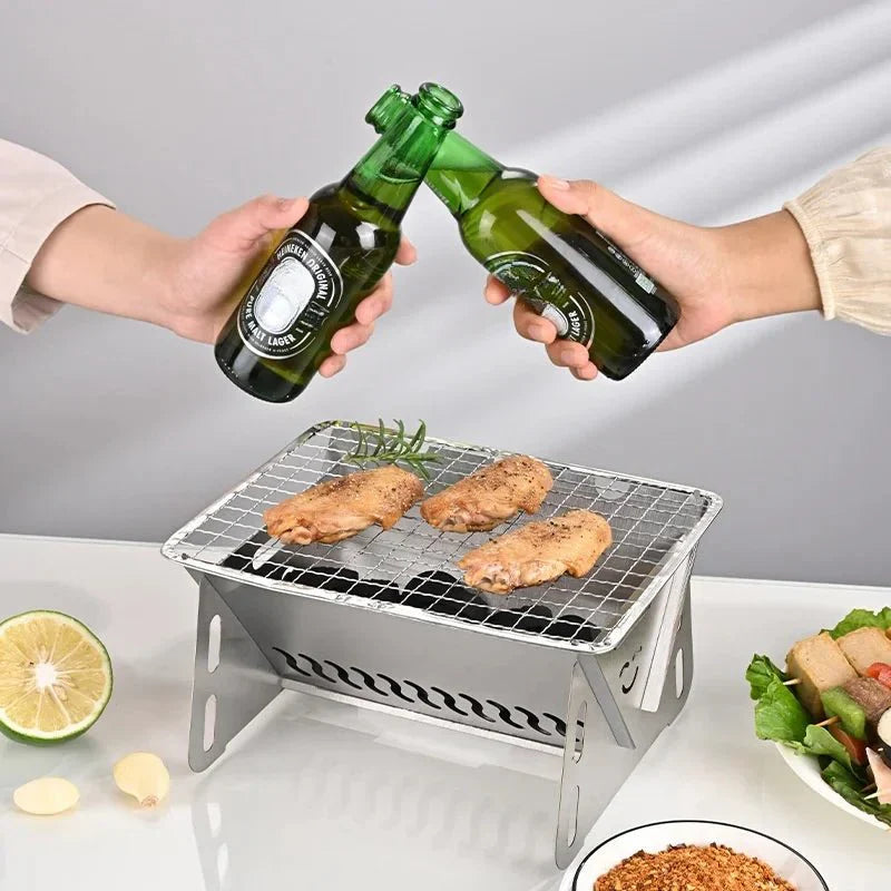 Foldable Stainless Steel Grill | Compact and Lightweight Design for Outdoor Barbecues