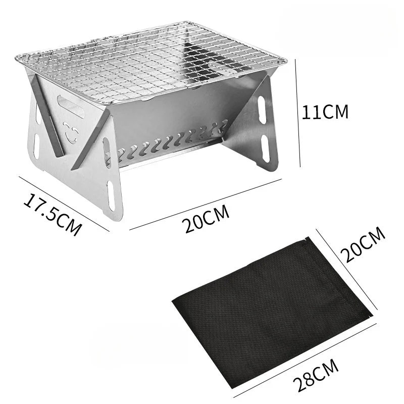 Foldable Stainless Steel Grill | Compact and Lightweight Design for Outdoor Barbecues