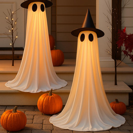 2 Ghost LED Set Bright & Spooky Halloween Decor