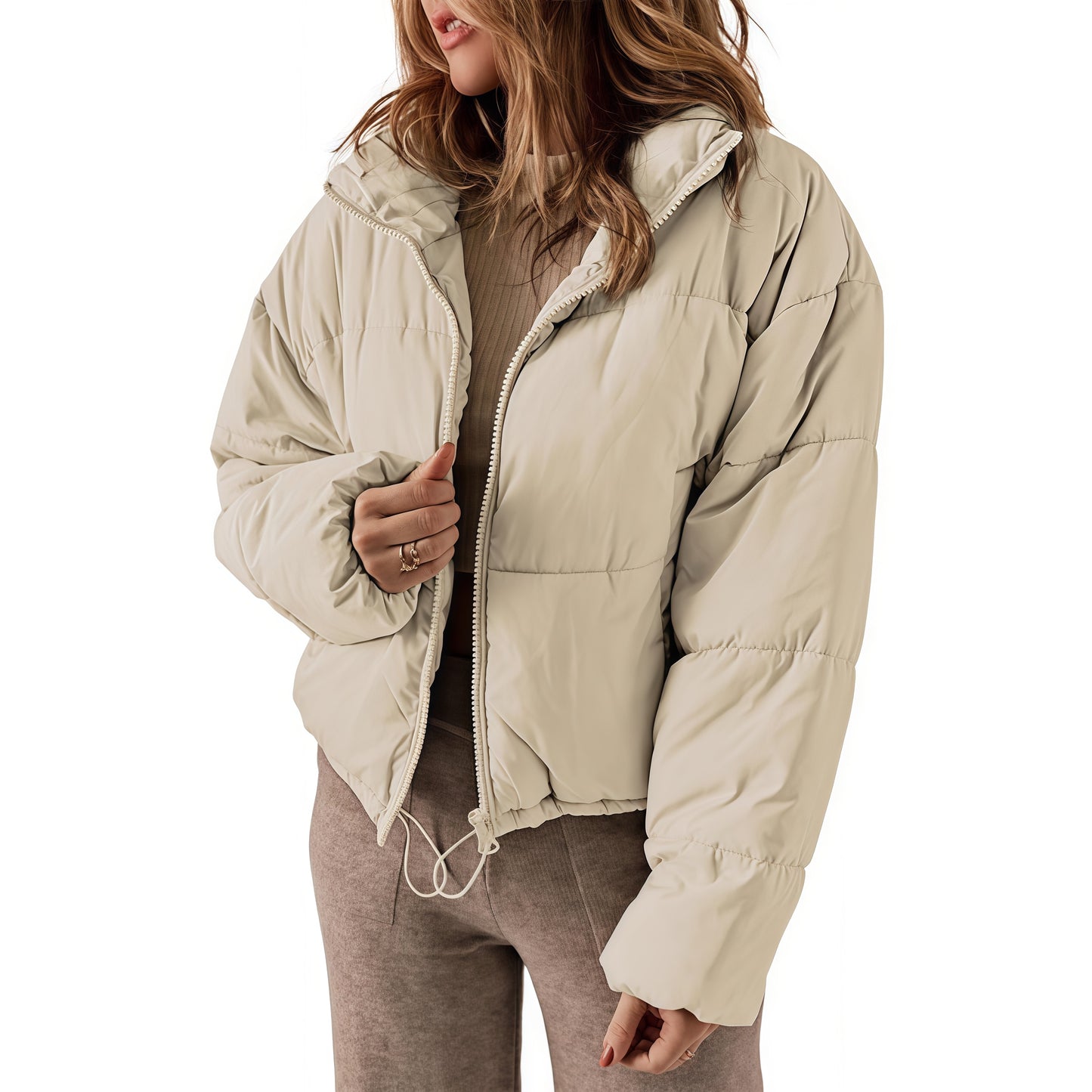 Long Women's Down Jacket with Warm Padding