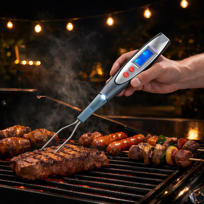Pro Grill | Digital BBQ Fork with Fast Reading | Preset Options for Perfect Cooking