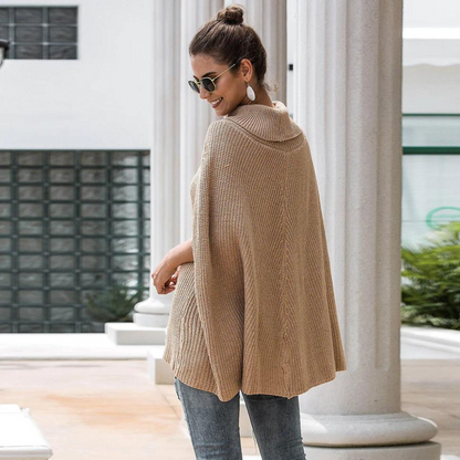Alba | Women's Turtleneck Poncho Sweater - Cozy Cape Style