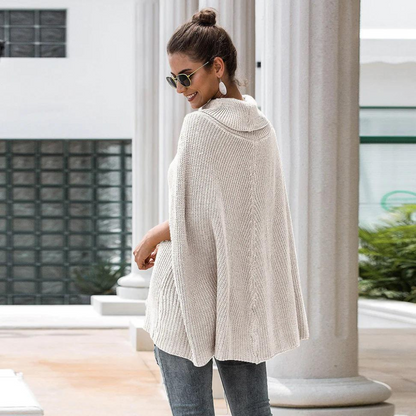 Alba | Women's Turtleneck Poncho Sweater - Cozy Cape Style