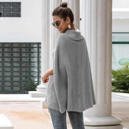 Alba | Women's Turtleneck Poncho Sweater - Cozy Cape Style