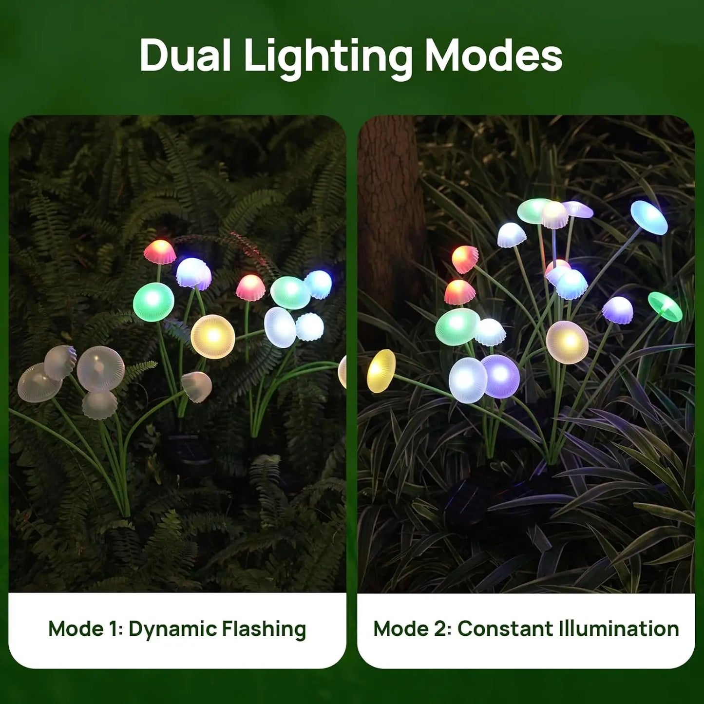 Garden Lighting | Waterproof LED Mushroom Solar Lights with Dual Mode | Magical Atmosphere for Outdoors