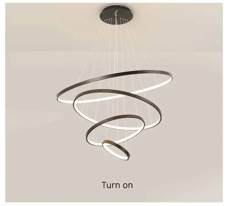 Illuminazione Moderna | Lampada a Sospensione LED Dimmerabile con Anelli Multipli Ð Design Elegante per Ambienti Raffinati 11