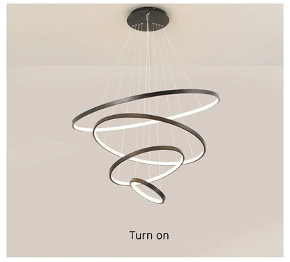 Illuminazione Moderna | Lampada a Sospensione LED Dimmerabile con Anelli Multipli Ð Design Elegante per Ambienti Raffinati 11
